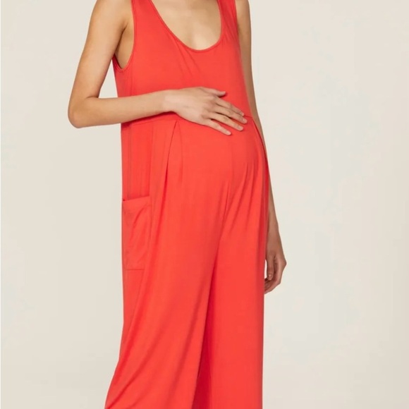 Emilia George hazel Orange Sleeveless maternity Jumpsuit xl - Picture 1 of 4